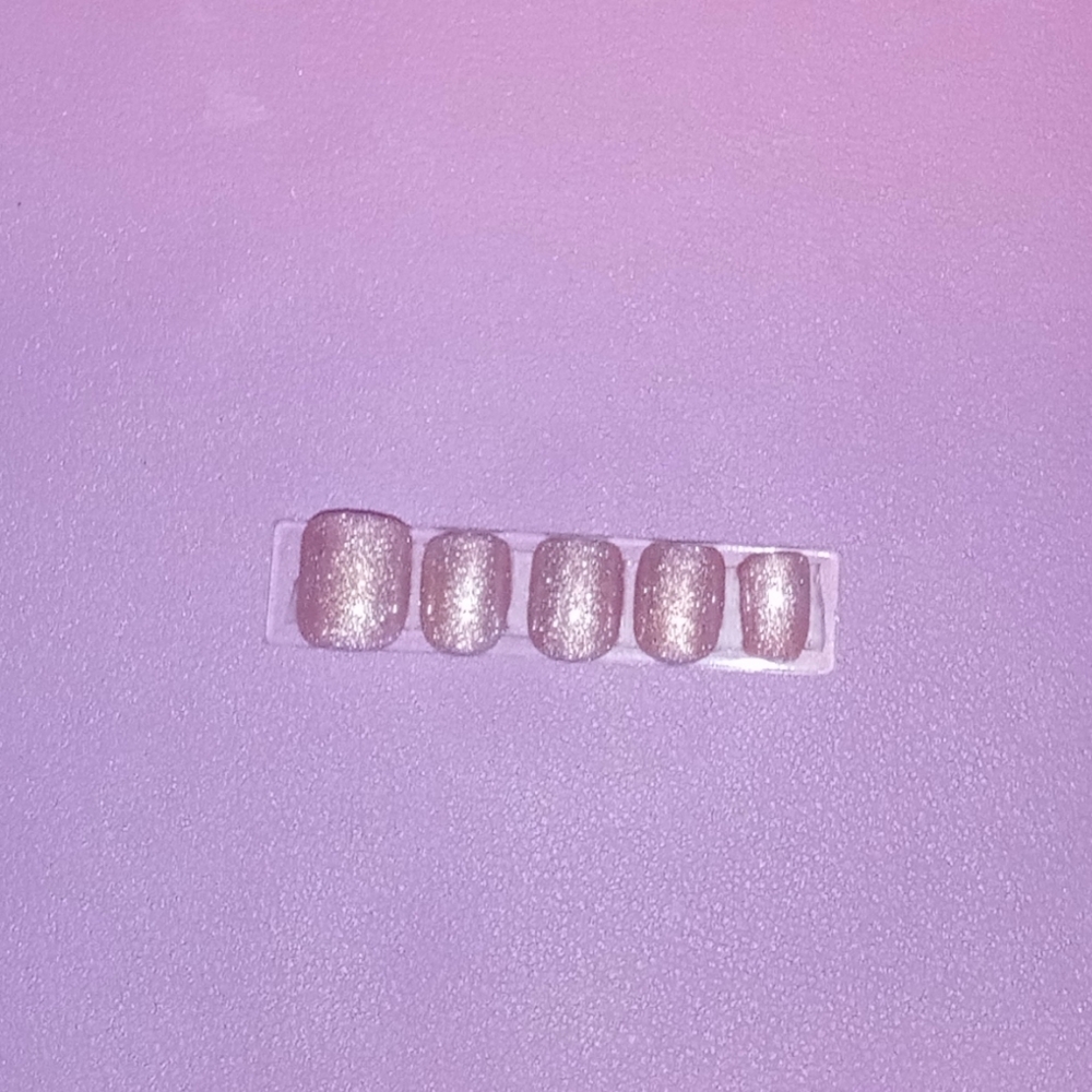 10pcs Extra Short Square Pink Shimmer Press On Nails